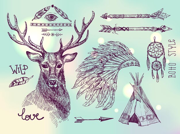 ilustración vectorial boho