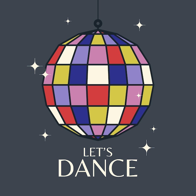Ilustración vectorial de la bola de discoteca espumosa de época