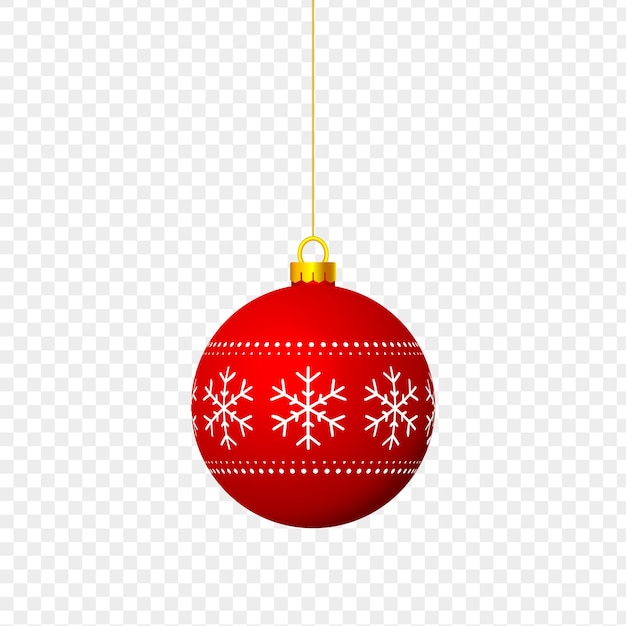 Ilustración vectorial de una bola de Navidad roja sobre un fondo transparente