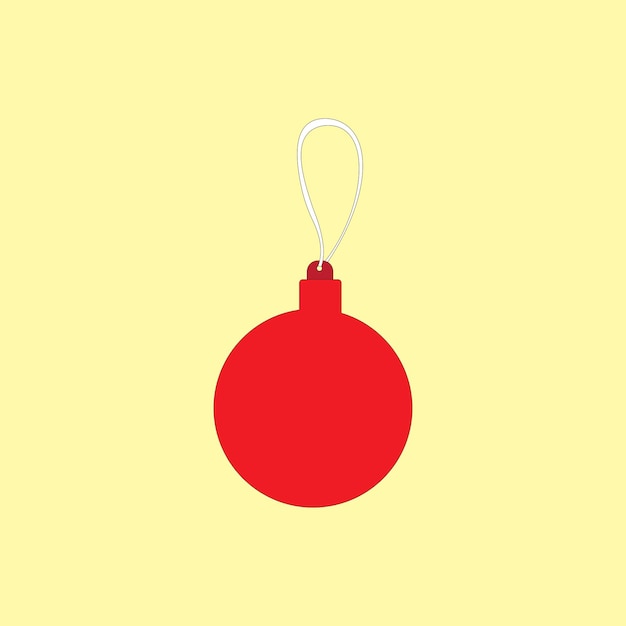 Ilustración vectorial de bola roja de Navidad en fondo amarillo Decoración de celebración de Navidad