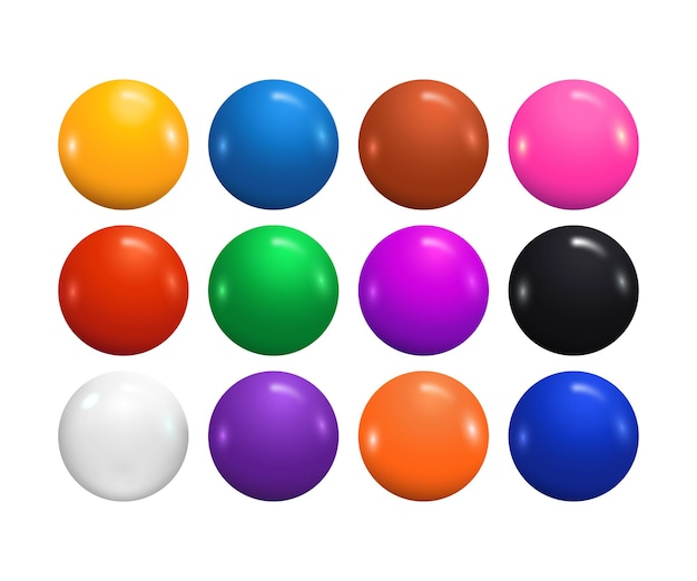 Ilustración vectorial de bolas de colores con chocolates de dragee de colores
