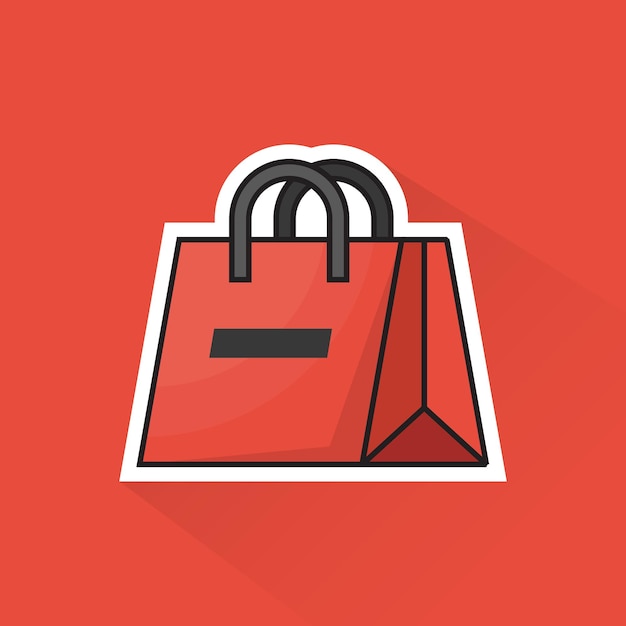 Ilustración vectorial de bolsa de compras en diseño plano