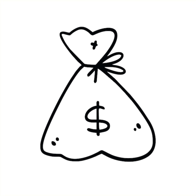 Ilustración vectorial de la bolsa de dinero dibujada a mano estilo doodle art