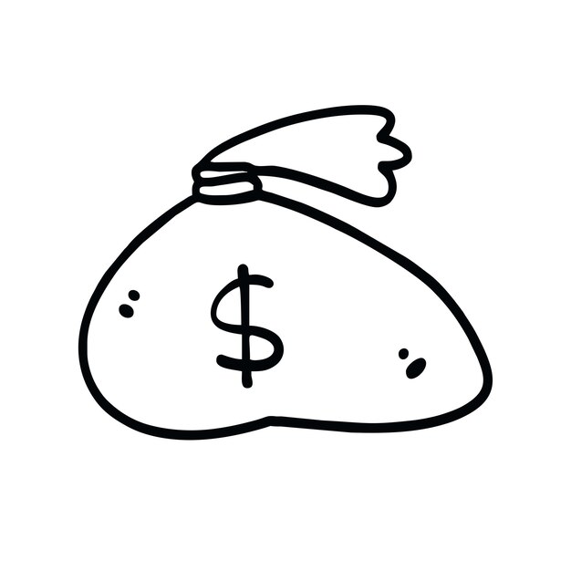 Ilustración vectorial de la bolsa de dinero dibujada a mano estilo Doodle Art