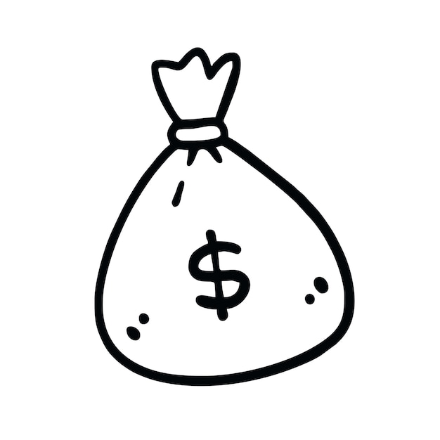 Ilustración vectorial de la bolsa de dinero dibujada a mano estilo Doodle Art