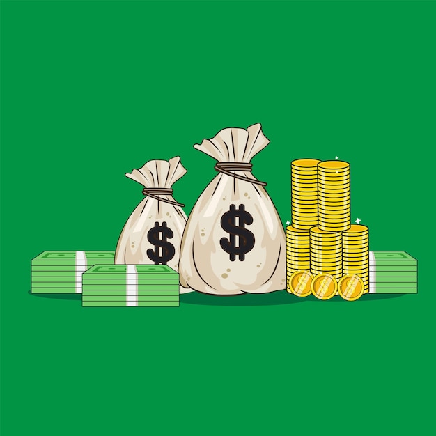 Ilustración vectorial de la bolsa de dinero de la gente rica
