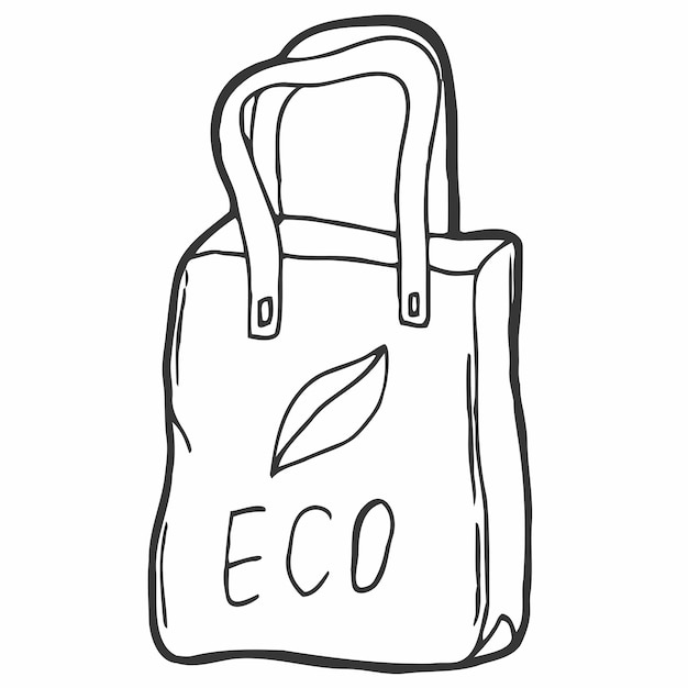 Ilustración vectorial de una bolsa ecológica de garabato Cero desperdicio