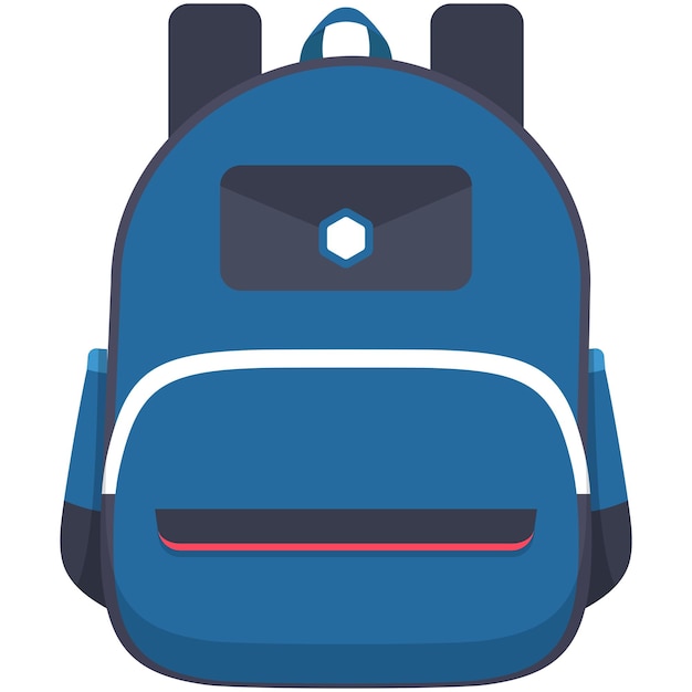 Ilustración vectorial de bolsa escolar azul aislada sobre un fondo blanco