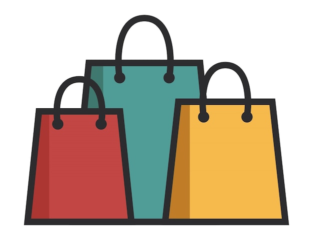 Ilustración vectorial de bolsas de compras coloridas con mangos