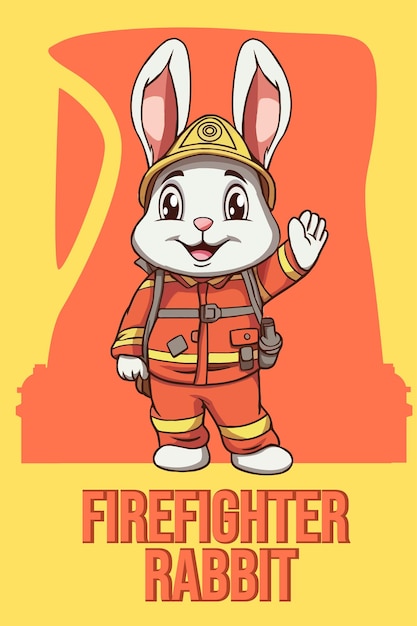 Ilustración vectorial bomberos conejos animales clipart