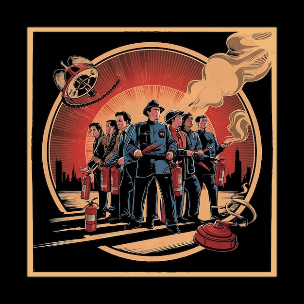 Ilustración vectorial de bomberos Diseño de camiseta