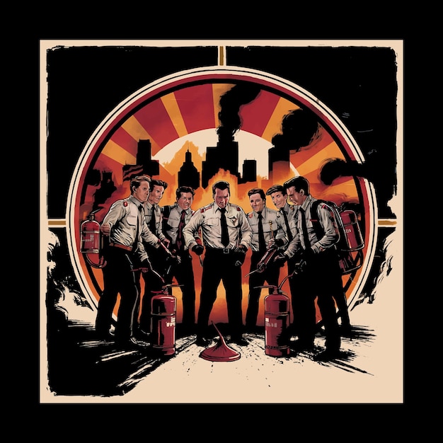 Ilustración vectorial de bomberos Diseño de camiseta
