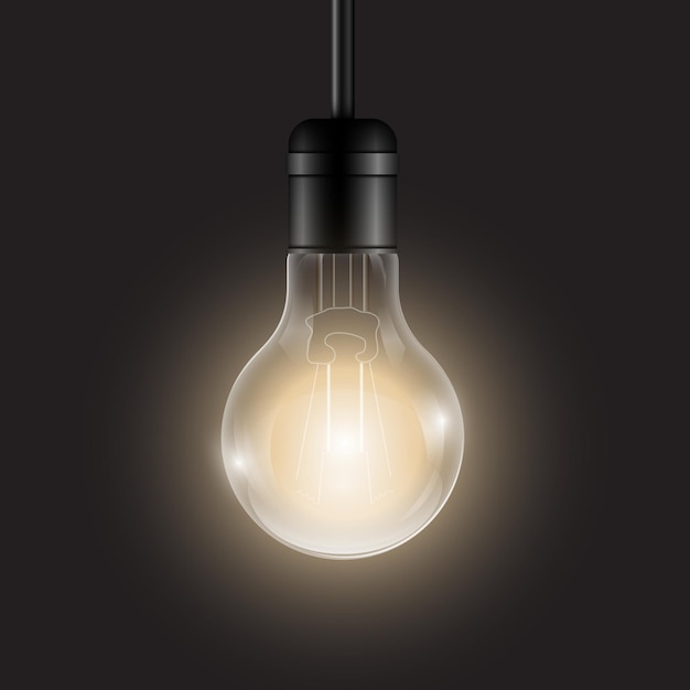 Ilustración vectorial de la bombilla de Edison de diseño vintage decorativo retro realista