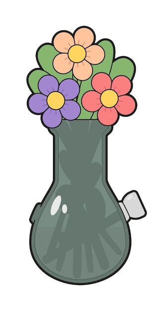 Ilustración vectorial de un bong con flores.