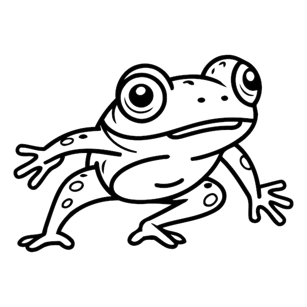 Ilustración vectorial de una bonita rana de dibujos animados aislada sobre un fondo blanco