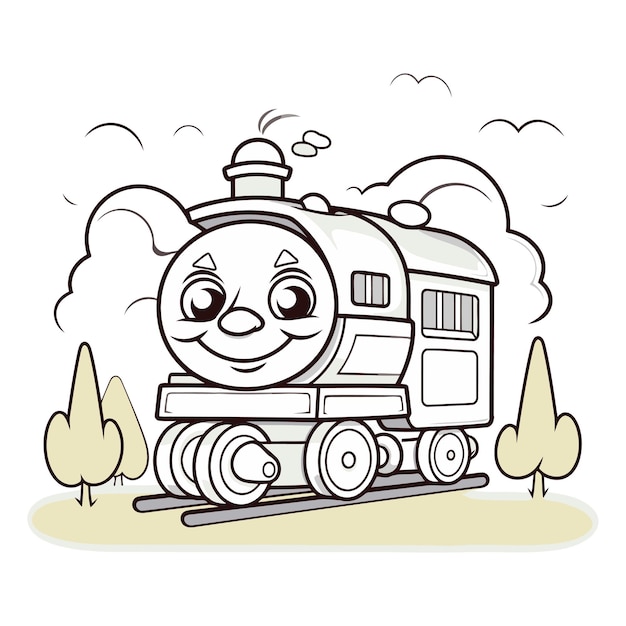 Vector ilustración vectorial de un bonito tren de dibujos animados para su diseño