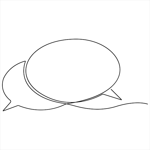 Ilustración vectorial de borde de burbuja de habla continua dibujo de arte de una sola línea diálogo de habla de burbujas de habla