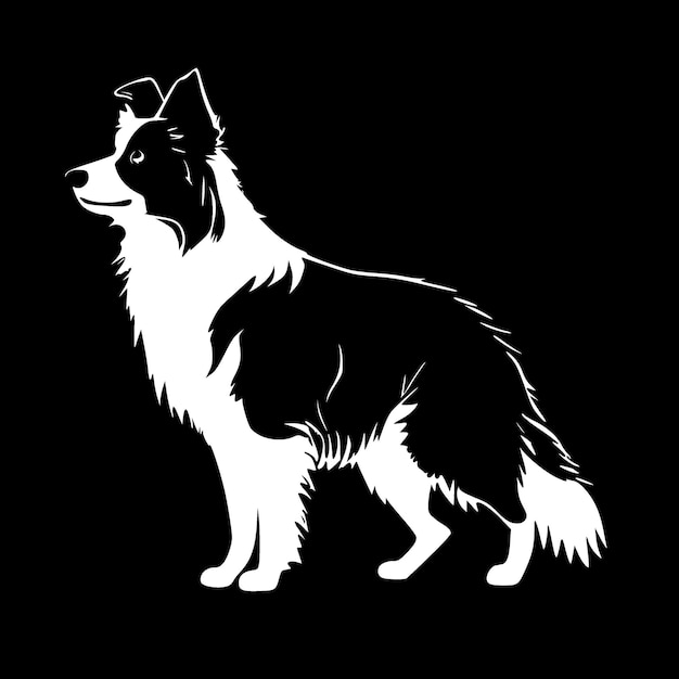 Ilustración vectorial de Border Collie Minimalista y Logotipo Plano