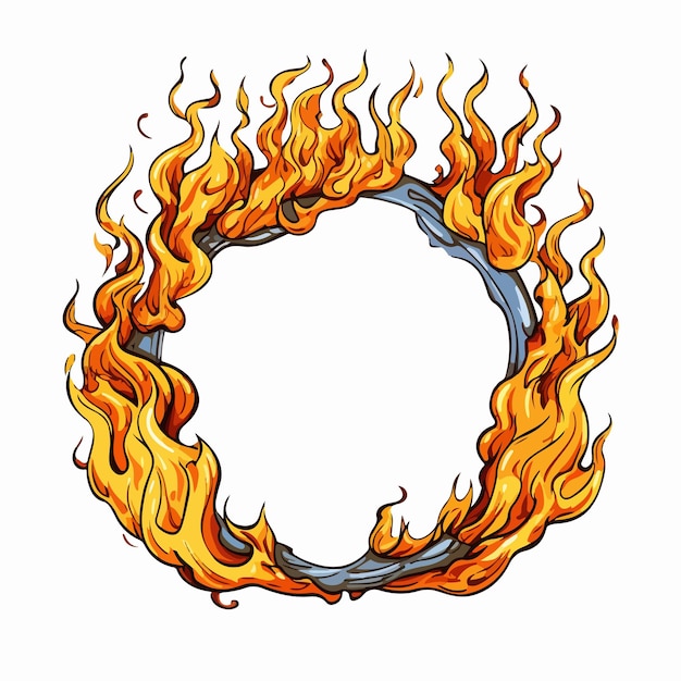 Vector ilustración vectorial de los bordes de fuego en blanco