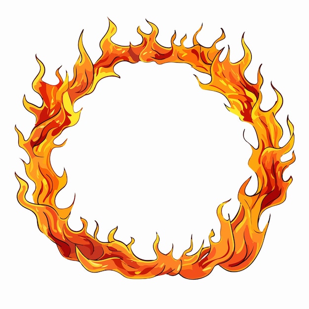 Vector ilustración vectorial de los bordes de fuego en blanco