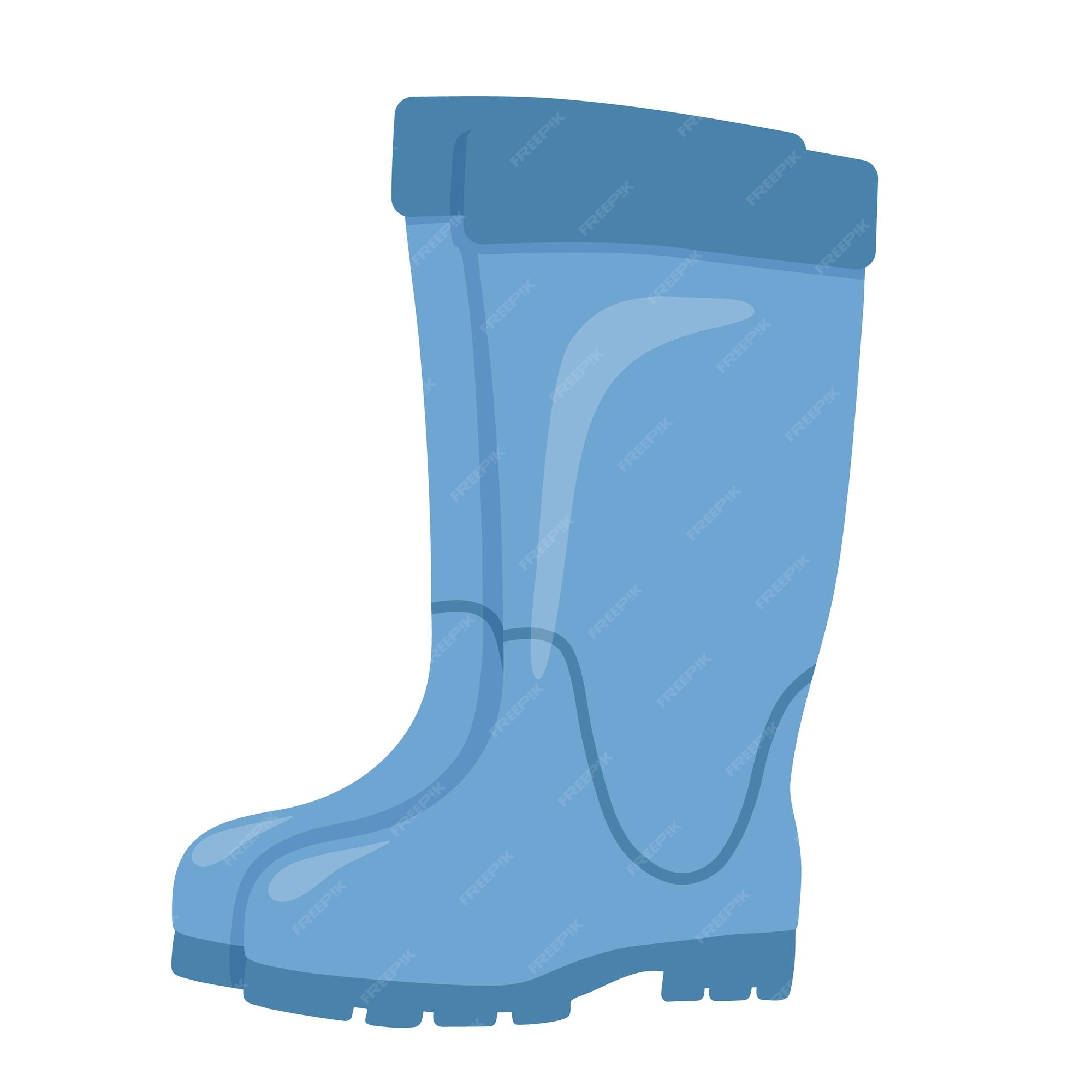 Ilustración vectorial de botas de goma impermeables para jardinería aisladas en blanco botas de lluvia azules en botas de goma estilo plano para la pesca en clima lluvioso | Vector Premium