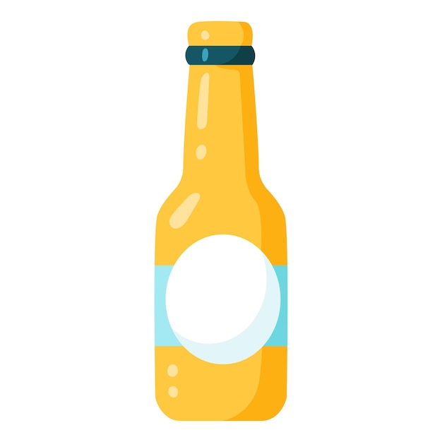 Vector ilustración vectorial de la botella amarilla de cerveza de limonada en estilo plano