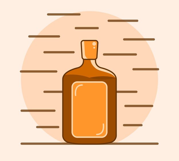 Ilustración vectorial de una botella de bebida de color marrón lindo