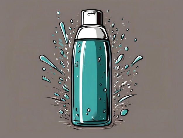 Vector ilustración vectorial de una botella con champú detergente o gel de ducha y espuma aislados