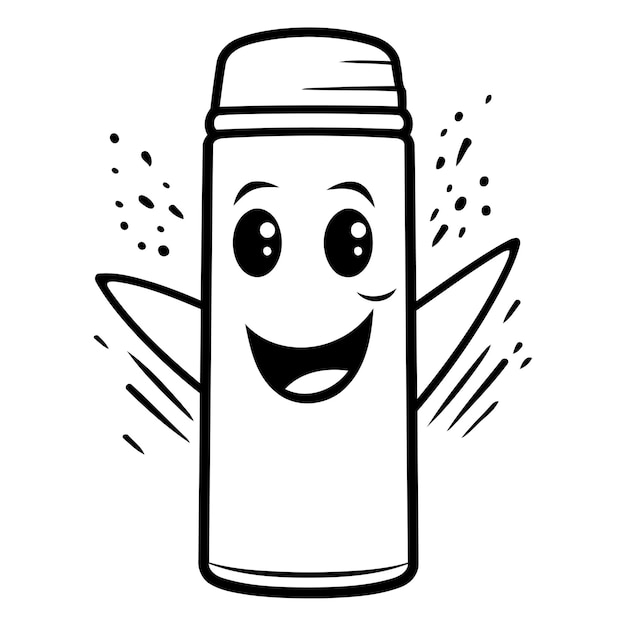 Ilustración vectorial de una botella de dibujos animados en blanco y negro de spray de pimienta