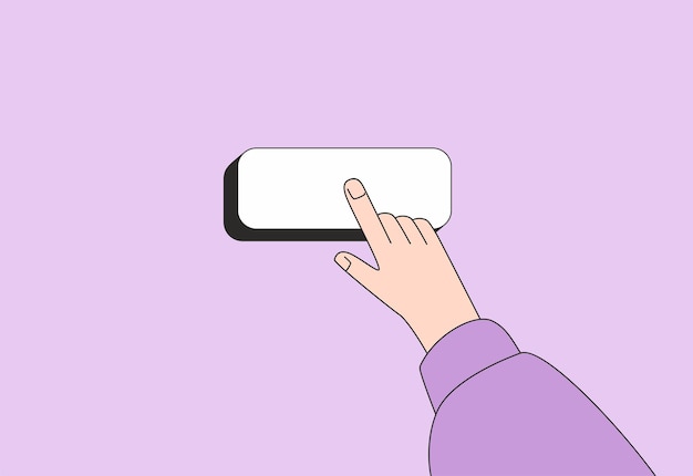 Ilustración vectorial de un botón empujado a mano.