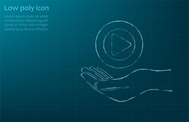 Ilustración vectorial del botón de reproducción en la mano Concepto de tecnología eléctrica de energía Icono del botón de reproducción