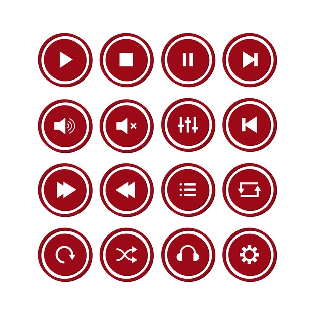 Ilustración vectorial del botón rojo del reproductor de medios