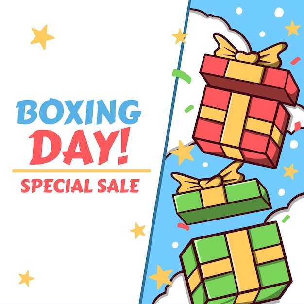 Ilustración vectorial Boxing Day para redes sociales Estilo de dibujos animados