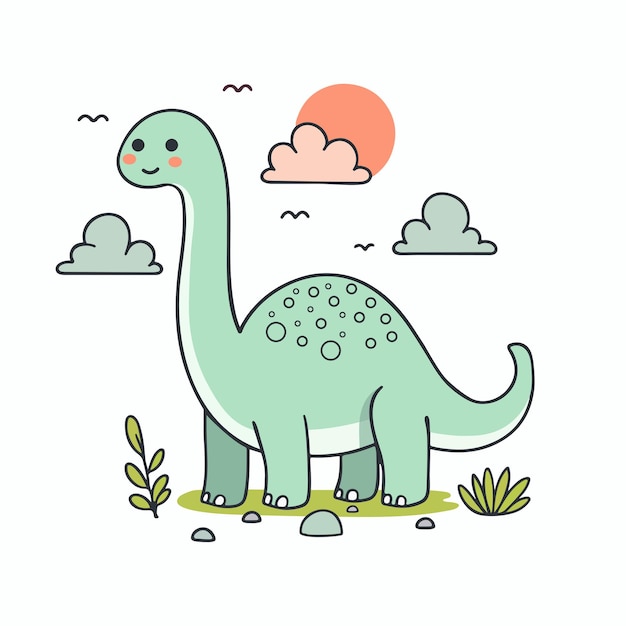 Ilustración vectorial de brontosaurio en estilo plano