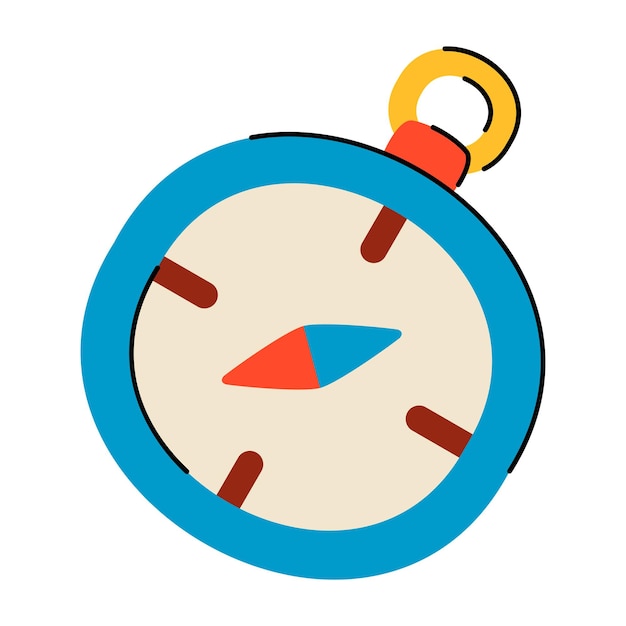 Ilustración vectorial de brújula con color azul y rojo para la ilustración de vacaciones de vacaciones