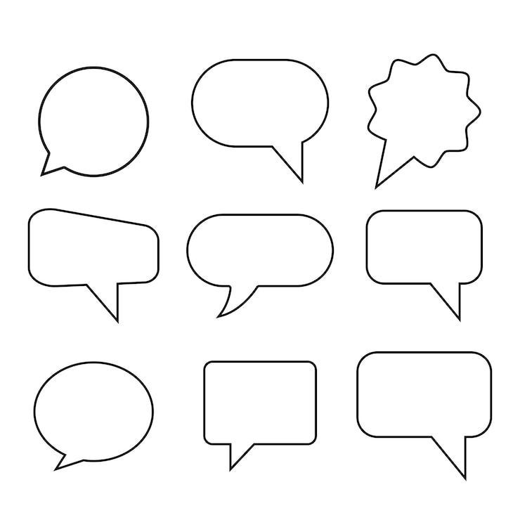 Vector ilustración vectorial de burbujas de habla en blanco y vacías