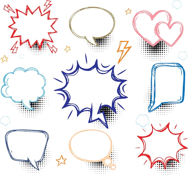 Ilustración vectorial de burbujas de habla de cómics antiguos
