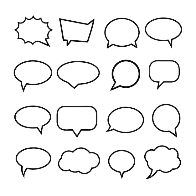 Ilustración vectorial de burbujas de habla vacías en un fondo blanco aislado 11