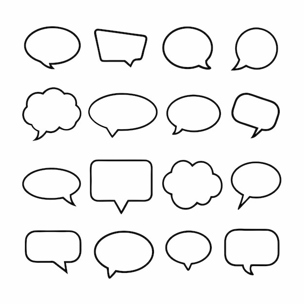 Ilustración vectorial de burbujas de habla vacías en un fondo blanco aislado 2