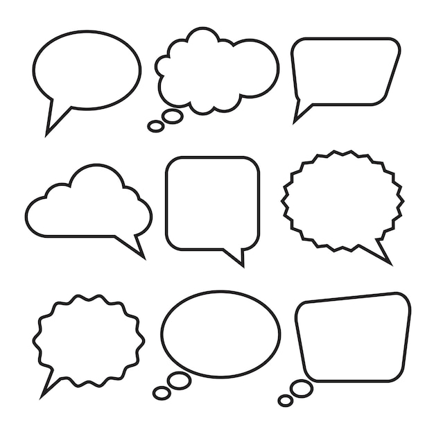 Ilustración vectorial de burbujas de habla vacías