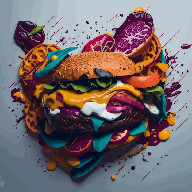 Ilustración vectorial de Burger por la generación ai