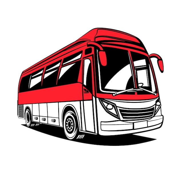 Ilustración vectorial de bus rojo y blanco