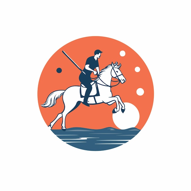 Ilustración vectorial de caballo y jinete diseño del logotipo del deporte ecuestre