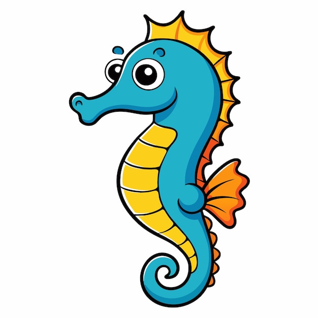 Ilustración vectorial de caballo de mar con fondo blanco sólido 15
