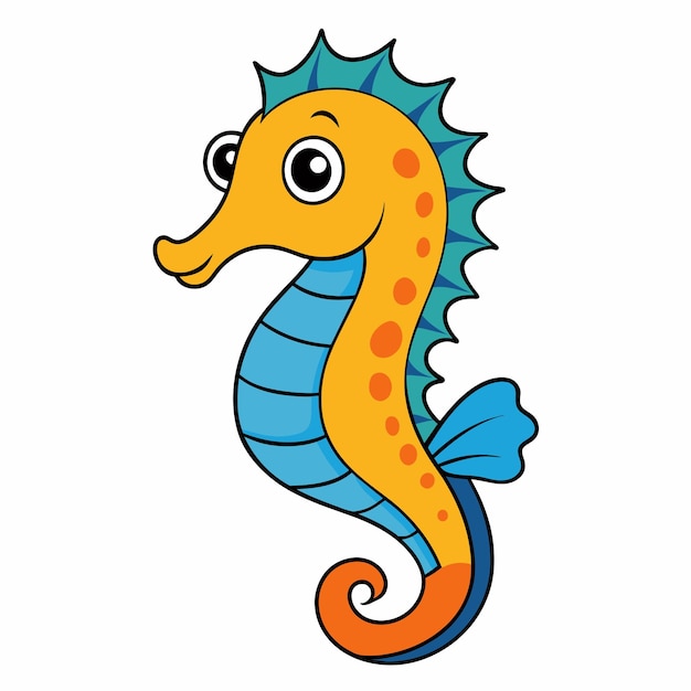 Ilustración vectorial de caballo de mar con fondo blanco sólido 25