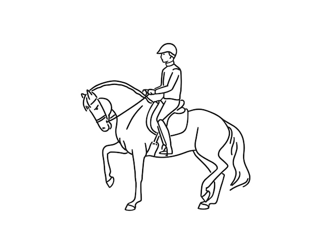 Ilustración vectorial de caballos deporte doma atleta montar a caballo