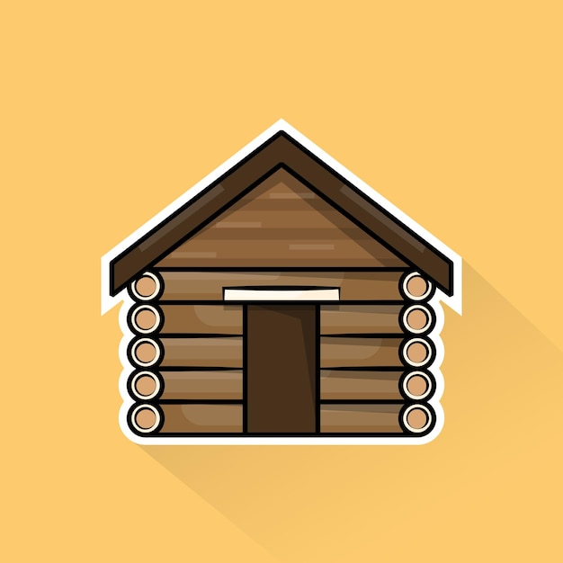 Vector ilustración vectorial de cabaña de troncos en diseño plano