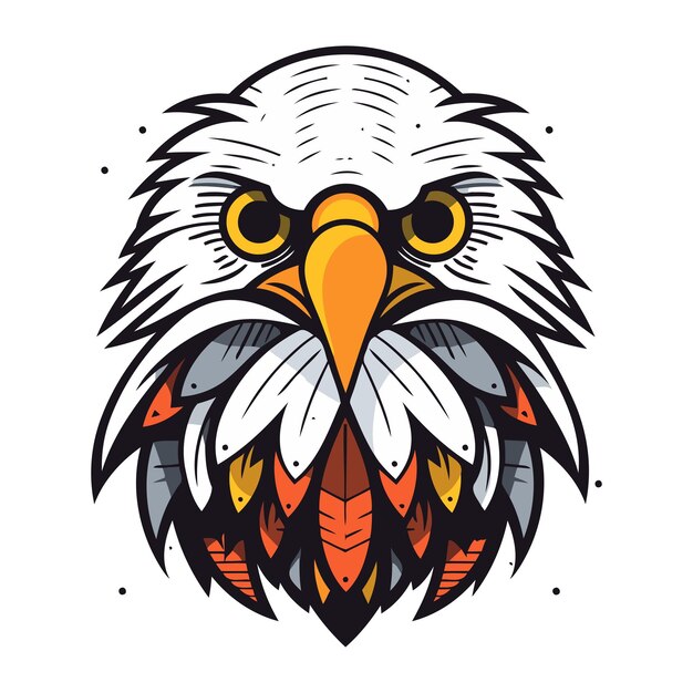 Ilustración vectorial de cabeza de águila en fondo blanco para el diseño de camisetas