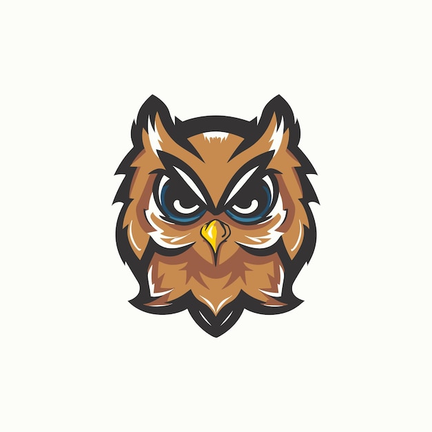 Ilustración vectorial de la cabeza de búho logotipo de la mascota de esport