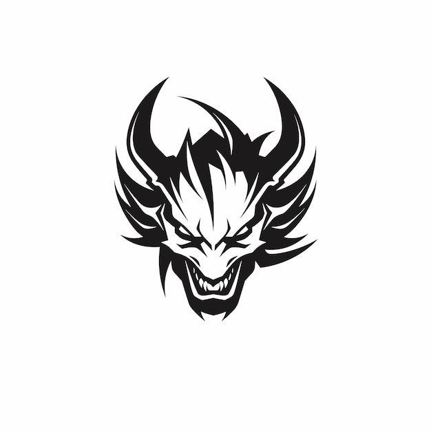 Ilustración vectorial de la cabeza del dragón monstruo plantilla de diseño de icono del logotipo del tatuaje